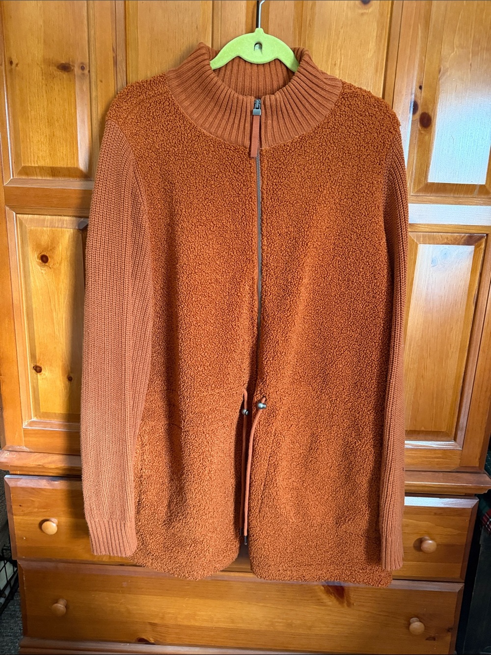 All Worthy Women’s Rust Zip-Front Sherpa Sweater Jacket